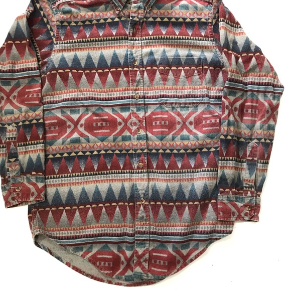 Vintage LL Bean Southwest Aztec Flannel Shirt - Picture 6 of 7